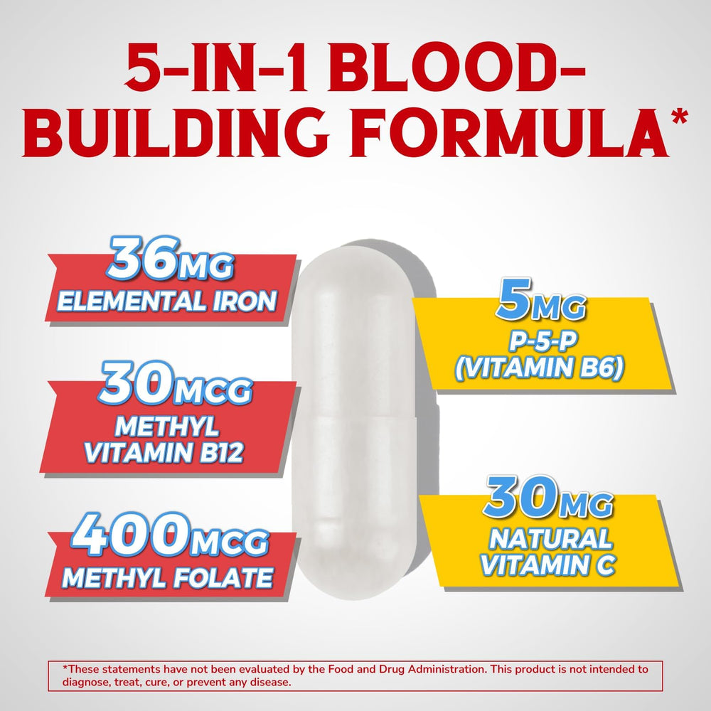 Vitalibre Iron Complex bottle side label shows non-GMO and gluten-free nutrition