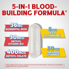 Vitalibre Iron Complex bottle side label shows non-GMO and gluten-free nutrition