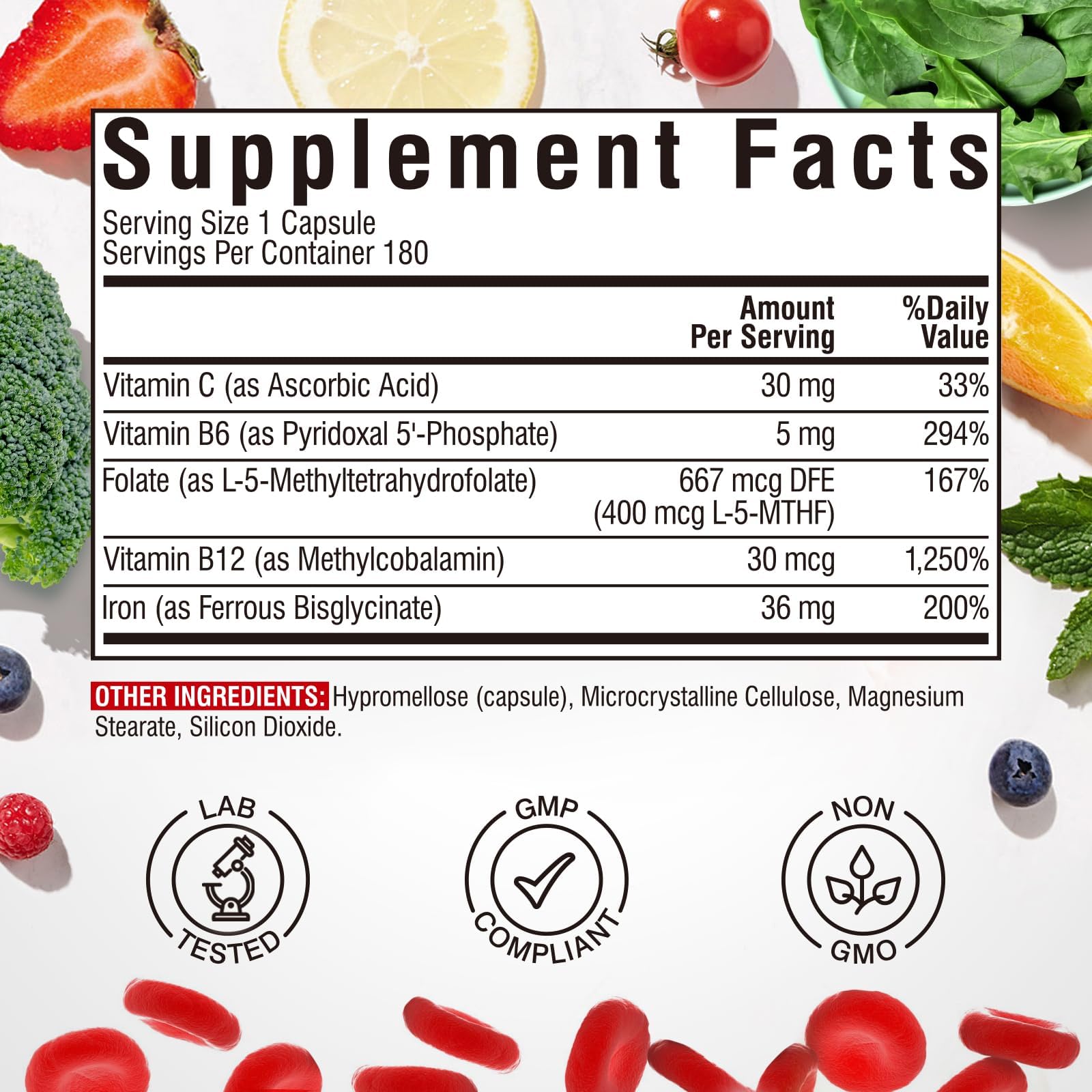 Vitalibre Iron Complex vegan capsules ready for daily use
