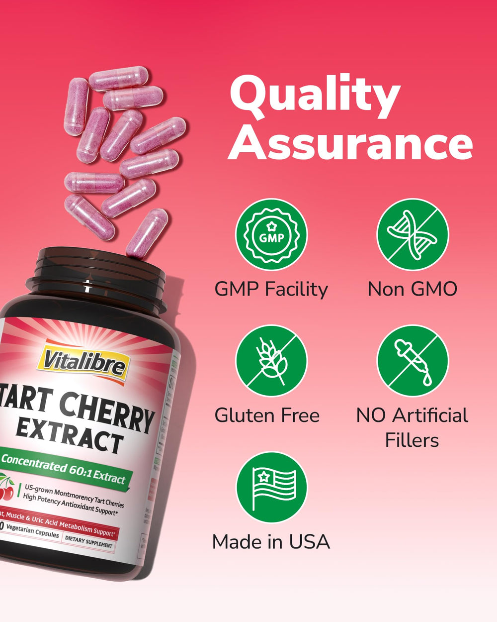 Vitalibre made-in-usa GMP badge signals high manufacturing standards.