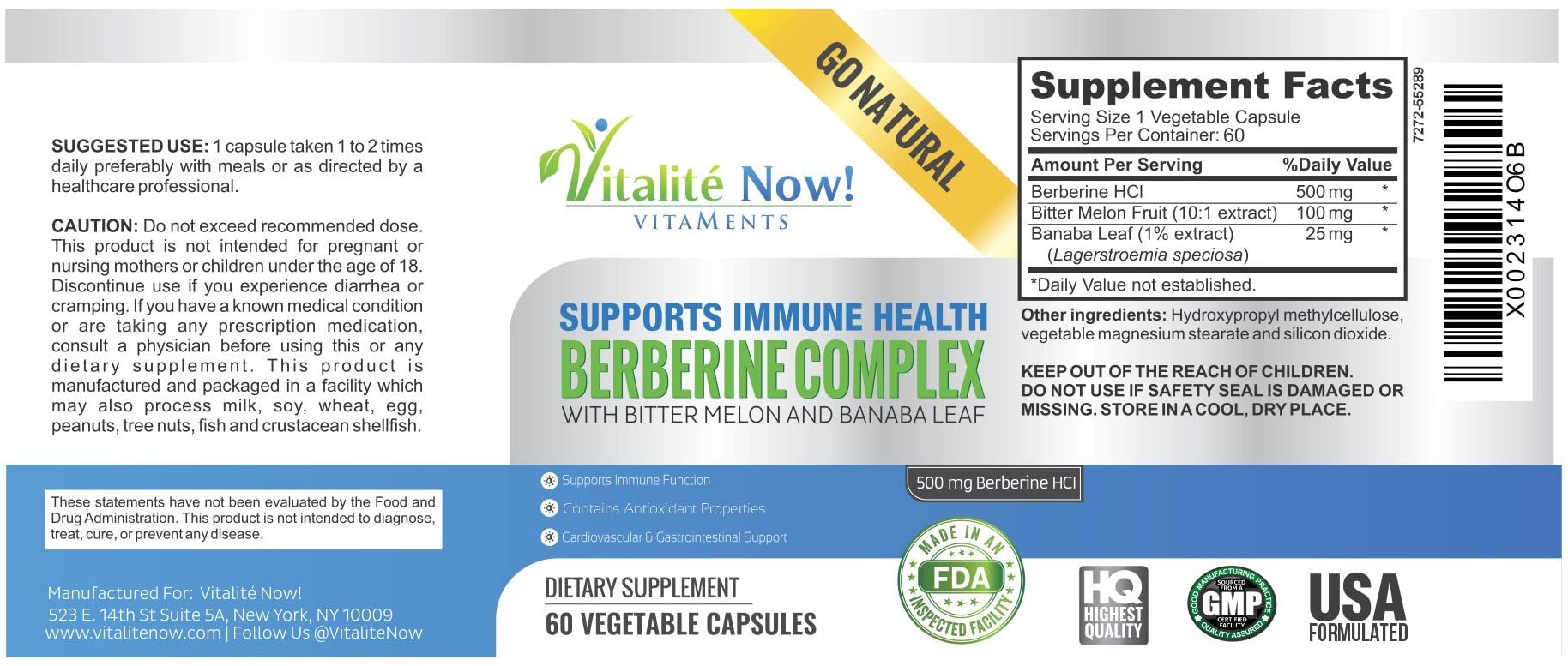 Vitalité Now Berberine bottle on countertop suggests an everyday wellness ritual.