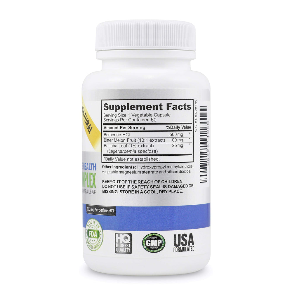 Vitalité Now Berberine ingredients label closeup emphasizes non-GMO sourcing.