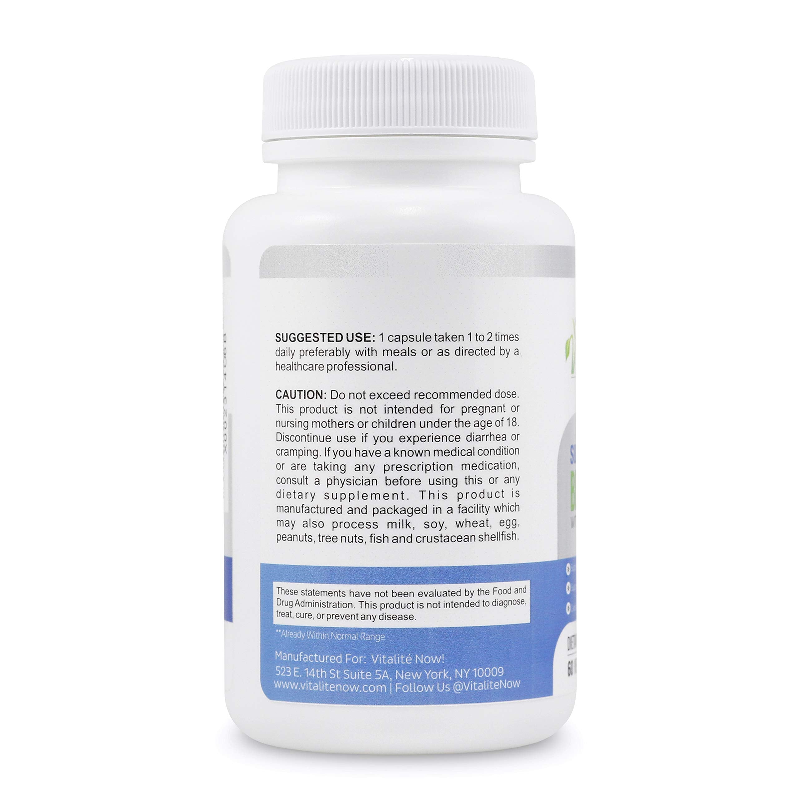 Vitalité Now Berberine vegetarian capsules on package highlight heart and gut support.