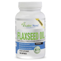 Vitalité Now flaxseed oil bottle for daily omega support and overall vitality.
