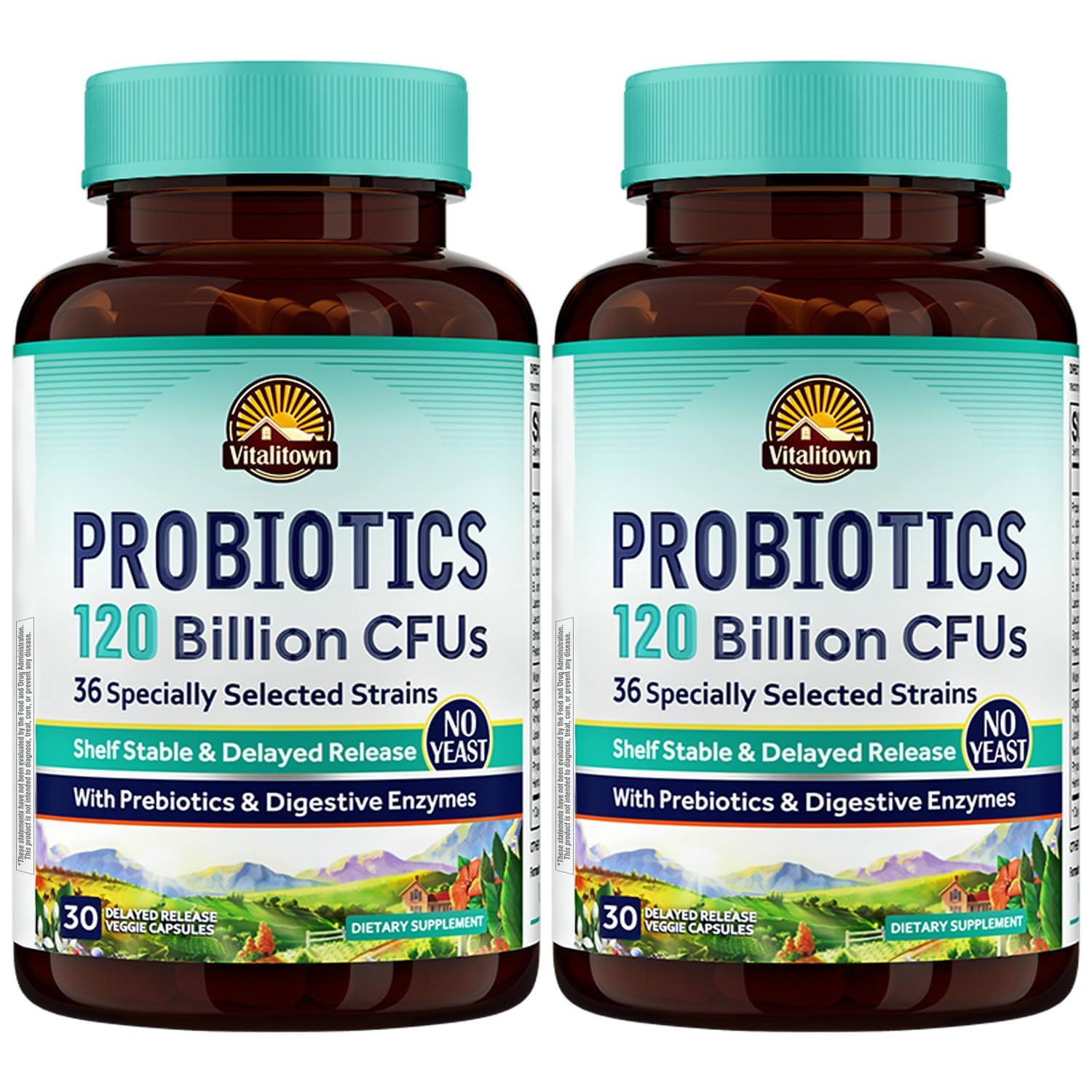 Vitalitown Probiotics 120Billion CFUs capsule for daily gut support.