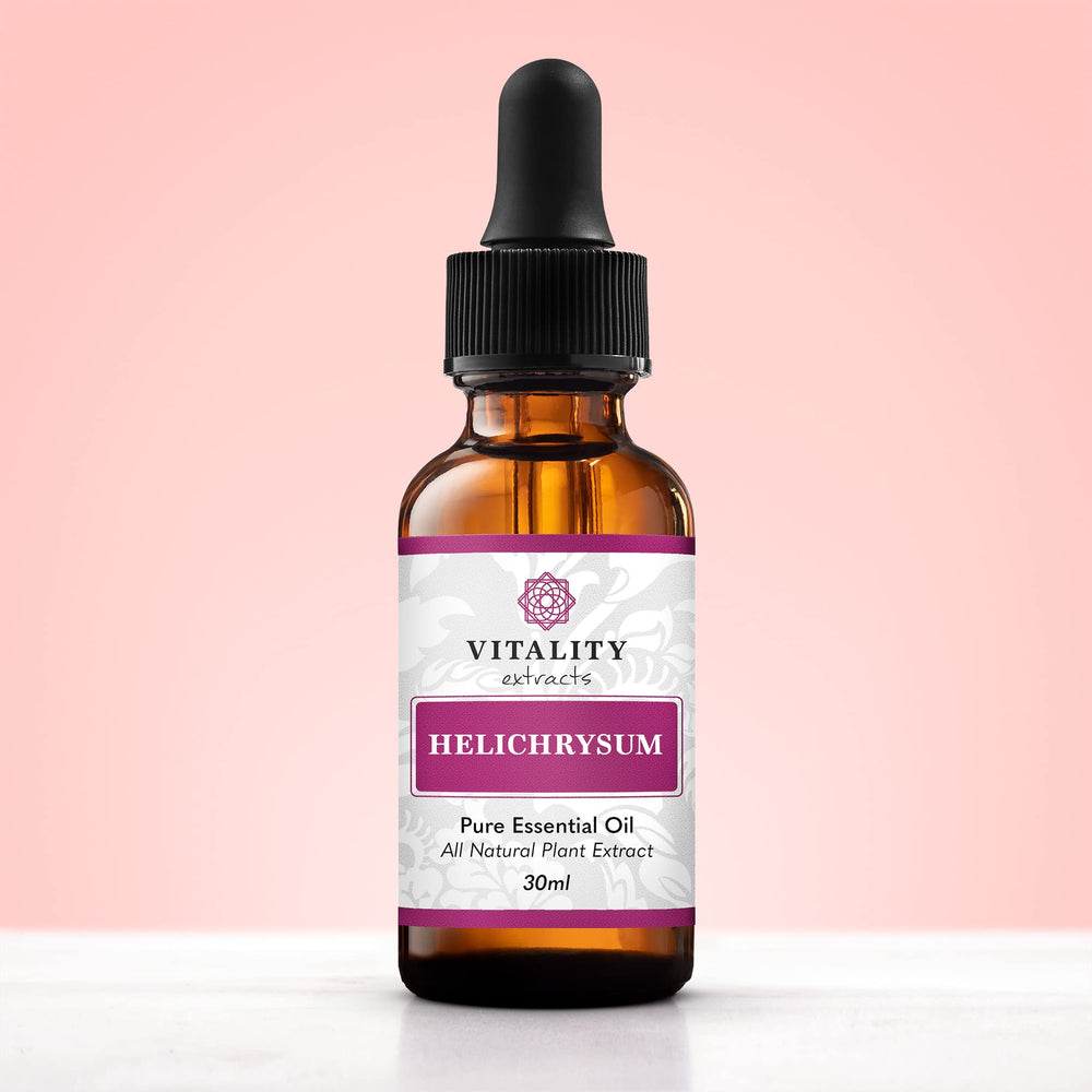 Vitality Helichrysum Essential Oil diffuser setup promotes soothing aromatherapy.