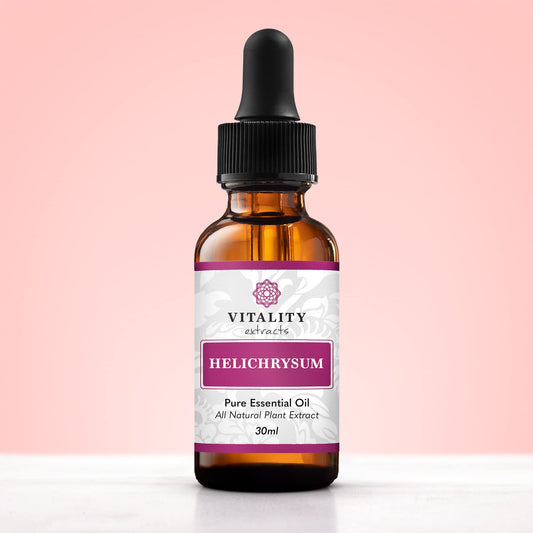 Vitality Helichrysum Essential Oil diffuser setup promotes soothing aromatherapy.