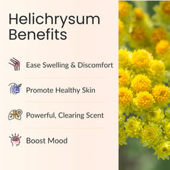 Vitality Helichrysum Essential Oil bottle close-up shows purity label.