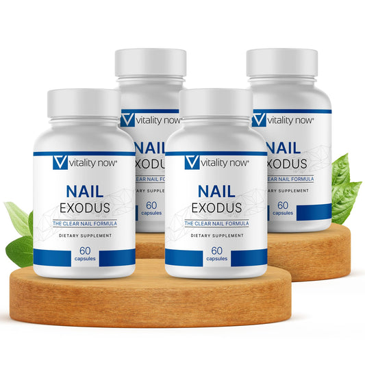 Vitality Now Nail Exodus bottle front, premium formula for healthier nails