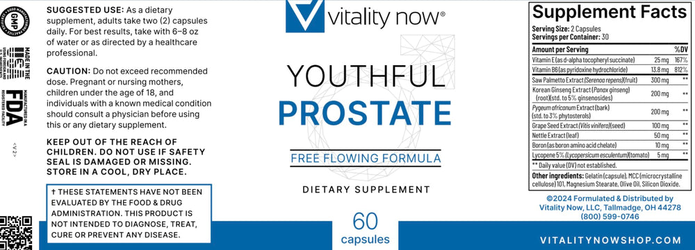 Vitality Now Prostate Support store display.