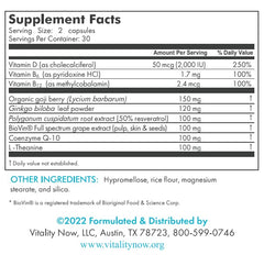 Vitality Now Stem Cell Renew bottle close-up with product label