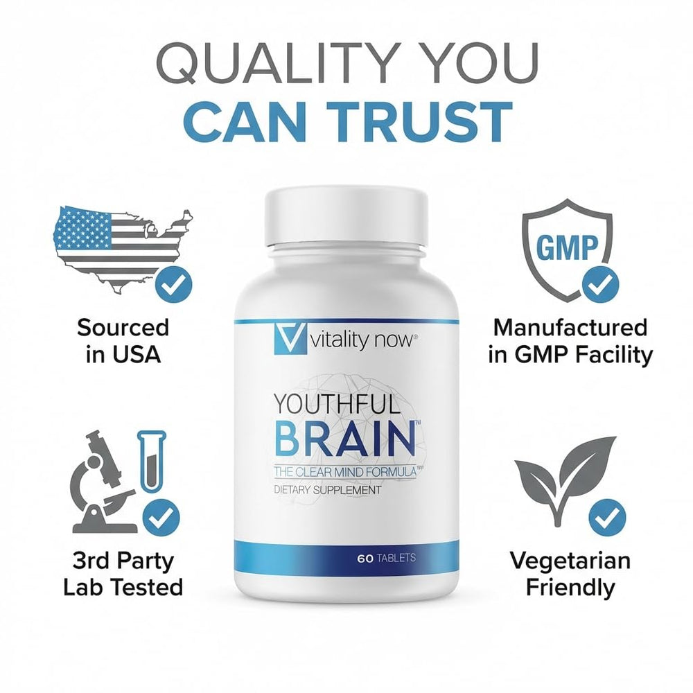 60-count Youthful Brain bottle ready for a month-long routine of cognitive support.