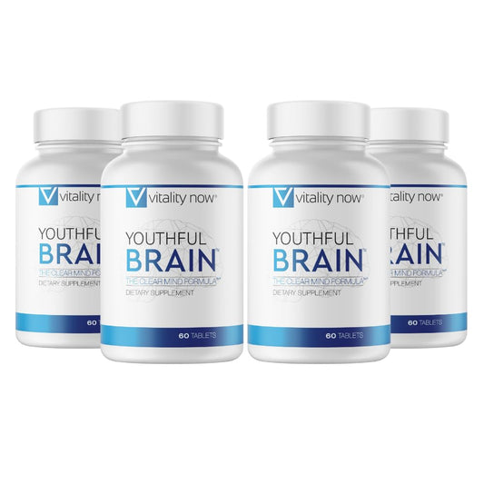 Vitality Now Youthful Brain bottle front view for clarity and focus.