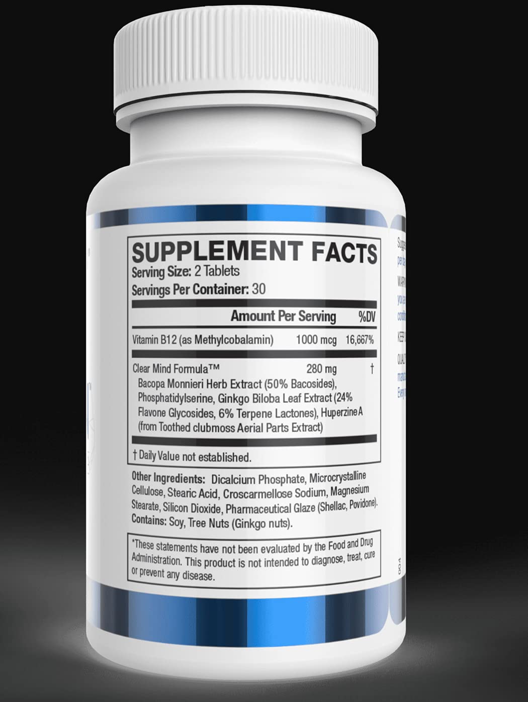 Vitality Now Youthful Brain bottle side view with easy-swallow capsules.