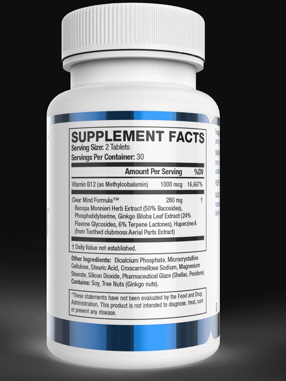 Vitality Now Youthful Brain bottle side view with easy-swallow capsules.