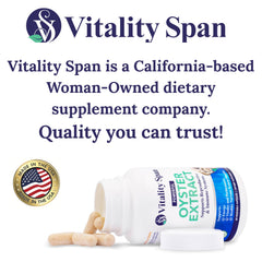 Vitality Span Oyster Extract serving idea with spoon and capsule for easy daily use.
