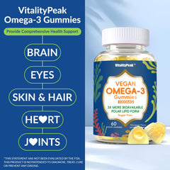 VitalityPeak algae-oil ingredients panel showing sustainable omega-3 source