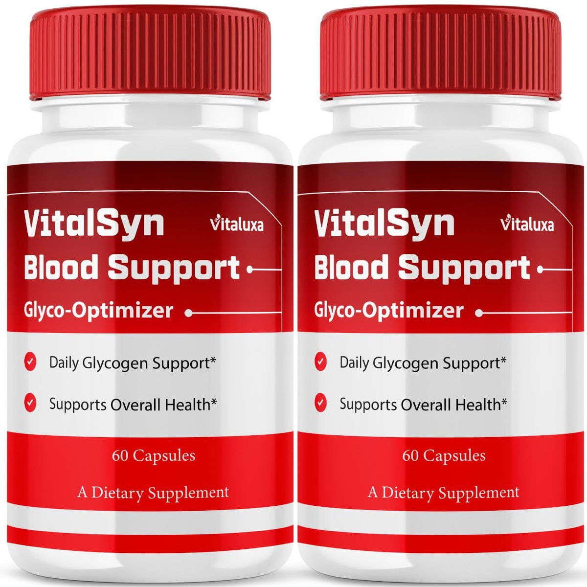 Vitaluxa Vitalsyn Blood Support bottle front illustrating daily balance