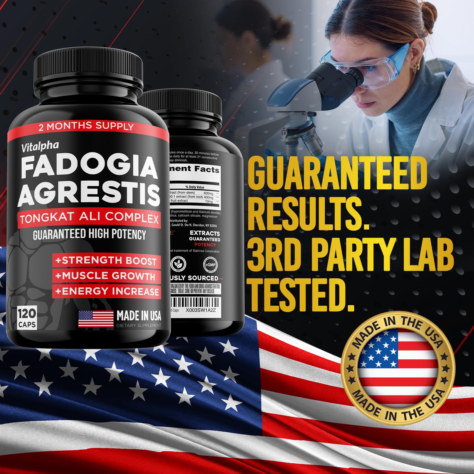 VITALPHA GMP-certified facility seal signals purity and high-quality production.