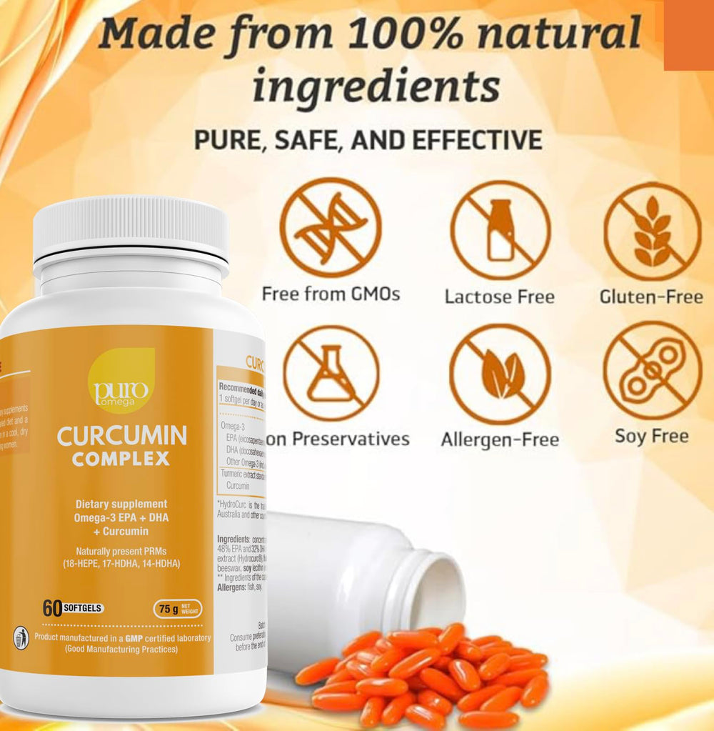 VitalRemedyMD PuroOmega Curcumin label close-up shows clean ingredients.