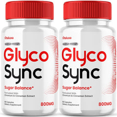 Vitaluxa Glyco Sync Balance bottle highlighting glycogen support capsules