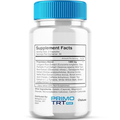 Vitaluxa PrimoTRT capsules outside bottle ready for daily routine and easy dosing