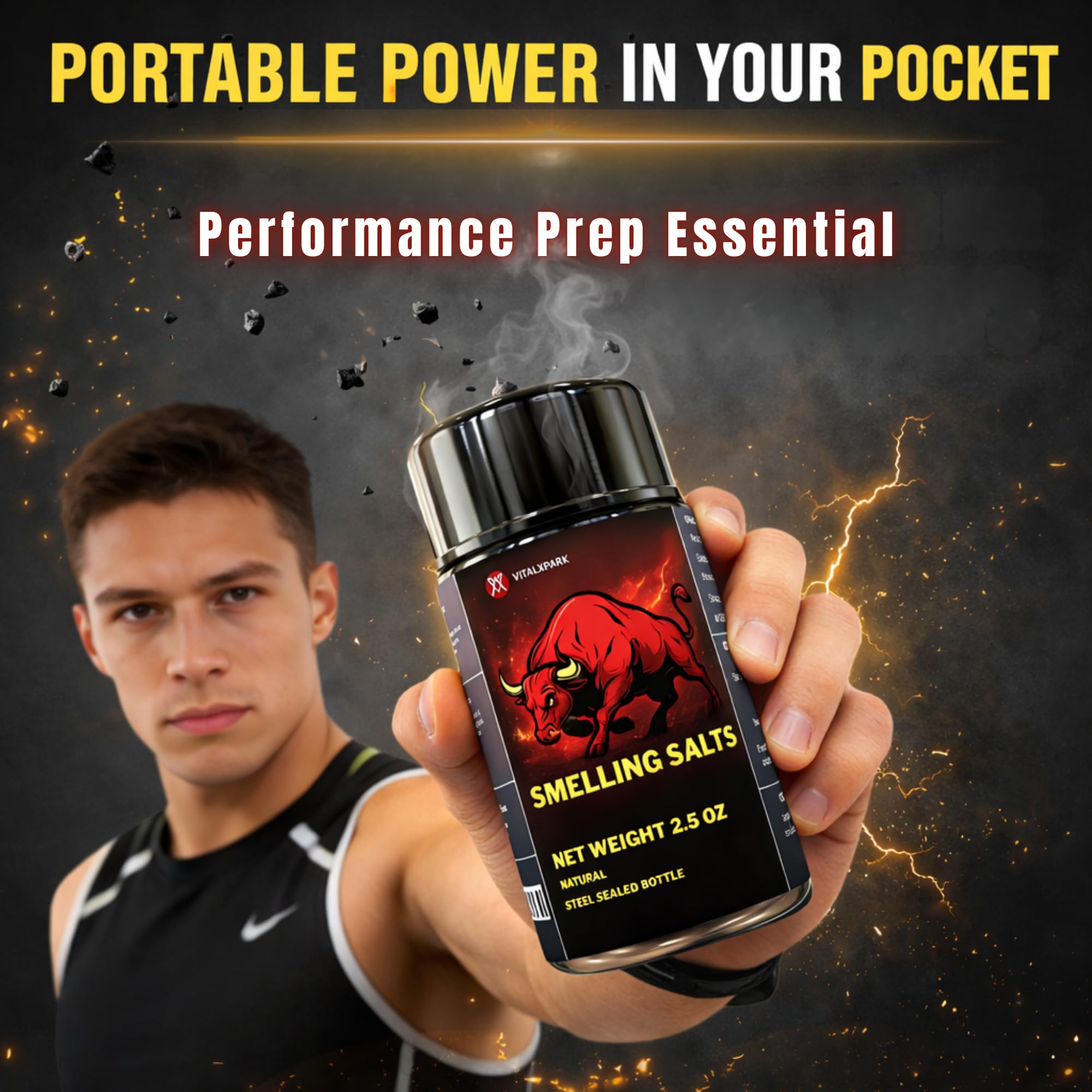 VitalXpark 2.5oz bottle in gym bag ready for practice.