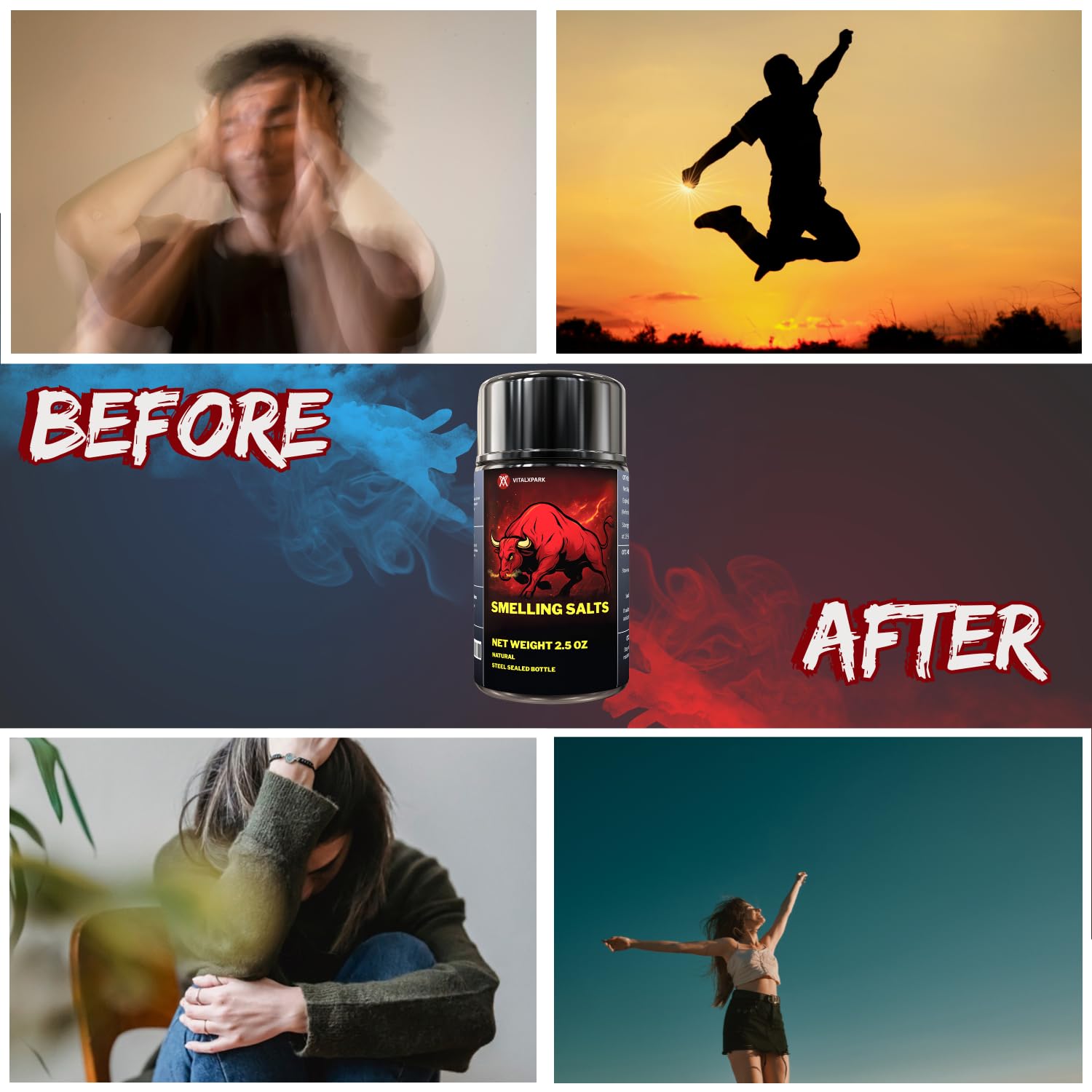 VitalXpark ammonia inhalant used mid-workout for focus.