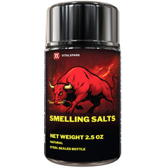 VitalXpark smelling salts jar close-up for quick pre-workout focus.