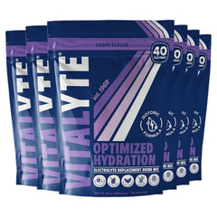 Vitalyte electrolyte powder tub with scoop for quick hydration.