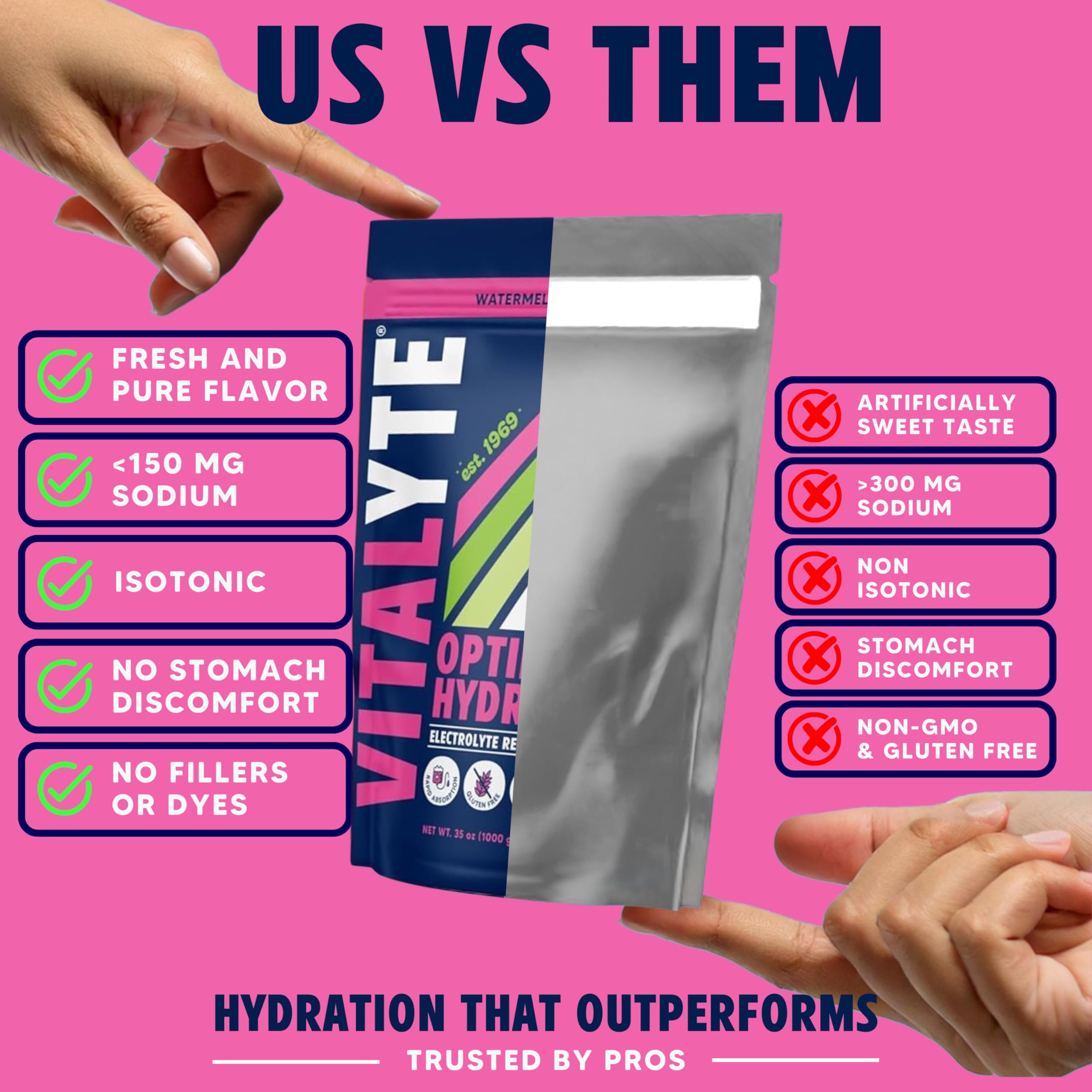 Vitalyte electrolyte powder watermelon dissolving in water for quick refreshment