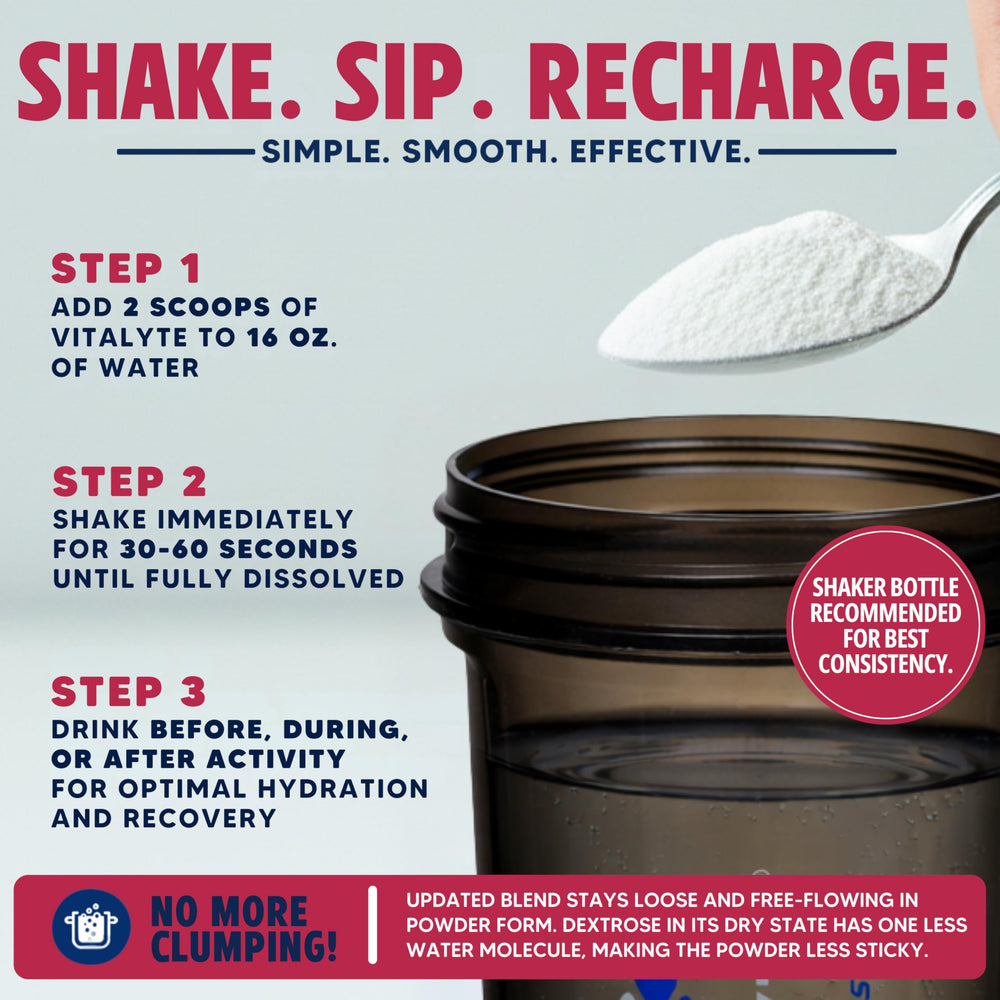 Vitalyte glucose-based energy boosting hydration after exercise.
