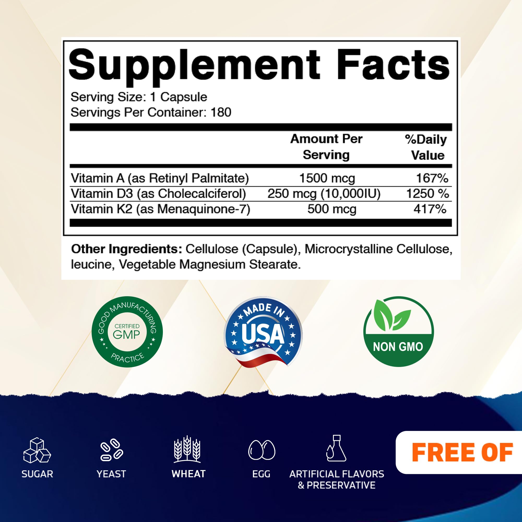 Vitamatic ADK capsules in a glass bottle for vegan, non-GMO daily supplementation