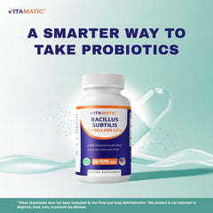Inulin fiber ingredient highlight within Vitamatic probiotic formula for prebiotic support.