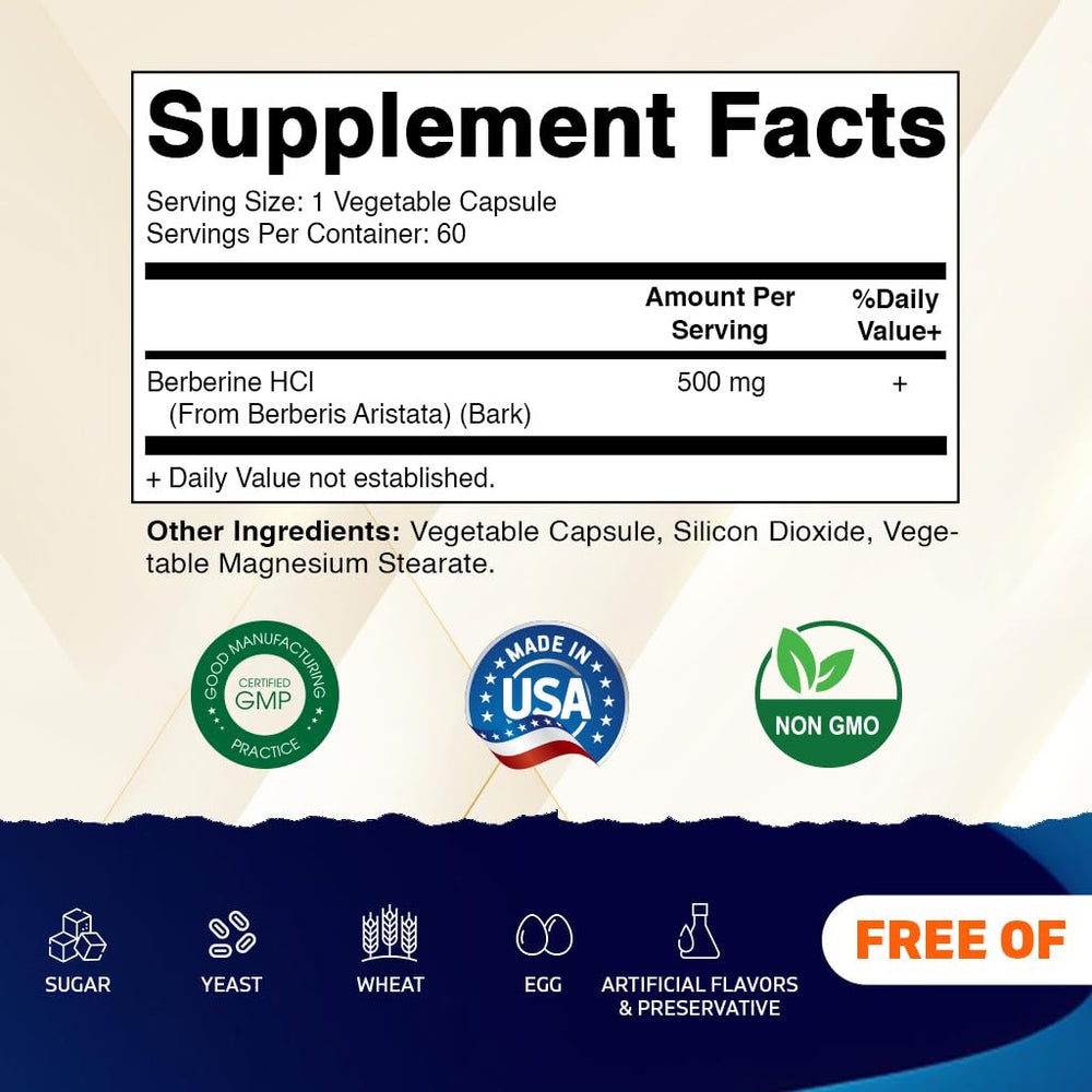 Vitamatic Berberine capsules close-up with veggie capsules