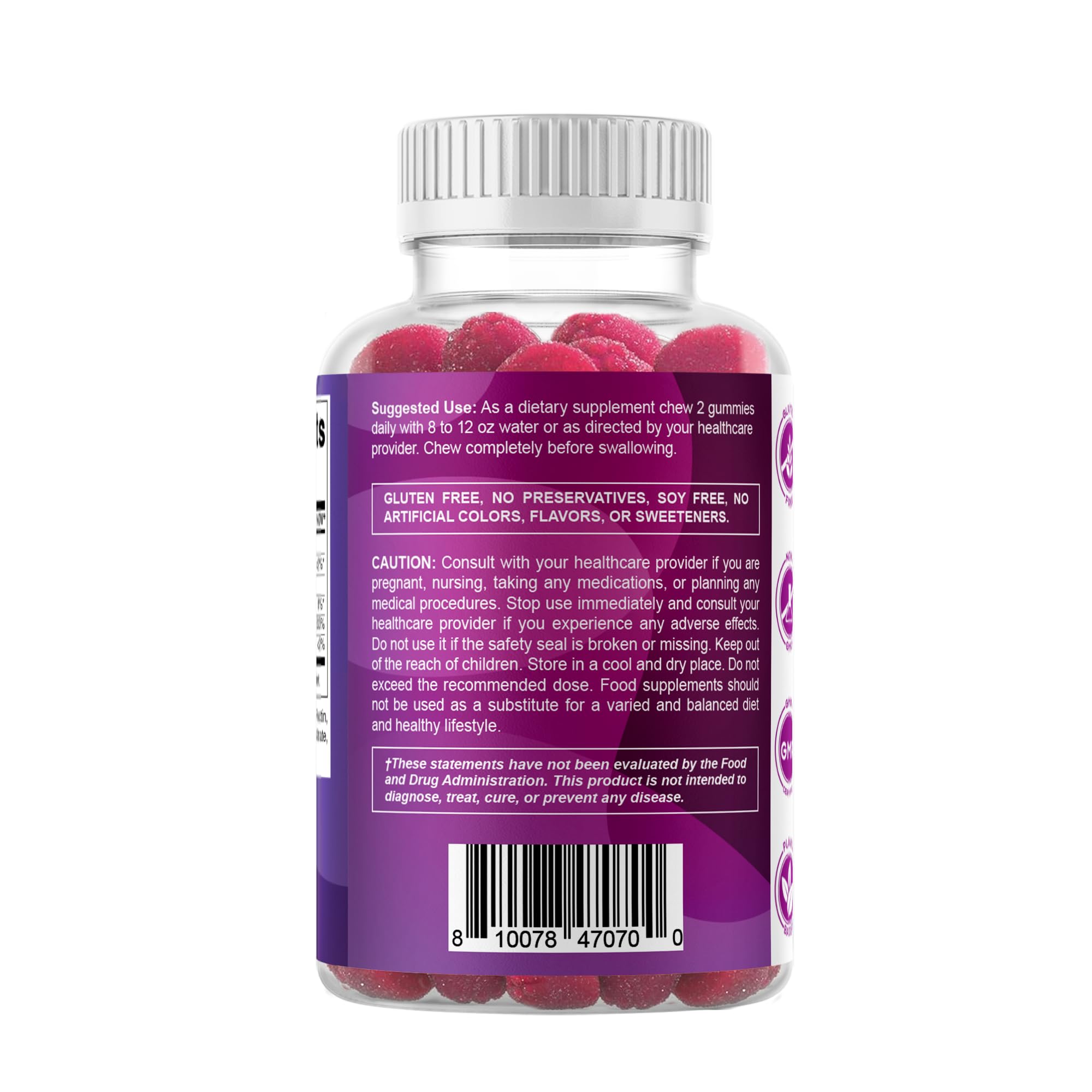 Vitamatic Biotin Gummies raspberry texture close-up for easy use