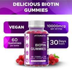 Vitamatic Biotin Gummies free from artificial colors and preservatives