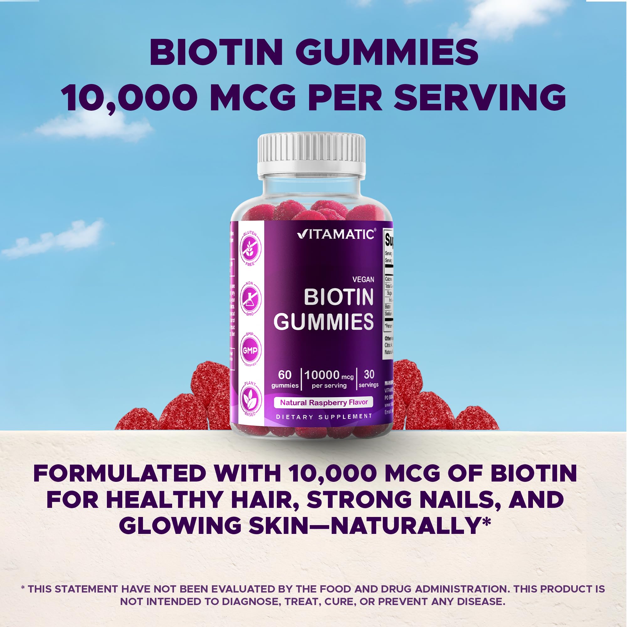 Vitamatic Biotin Gummies promote hair health and shine