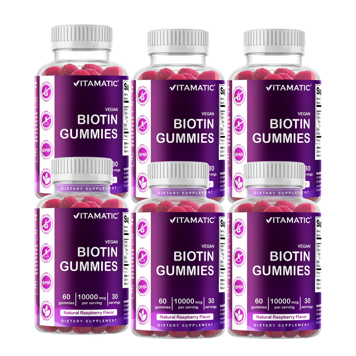 Vitamatic Biotin Gummies raspberry flavor for easy daily beauty routine