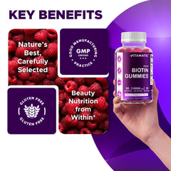 Vitamatic Biotin Gummies six-bottle pack for long-term use