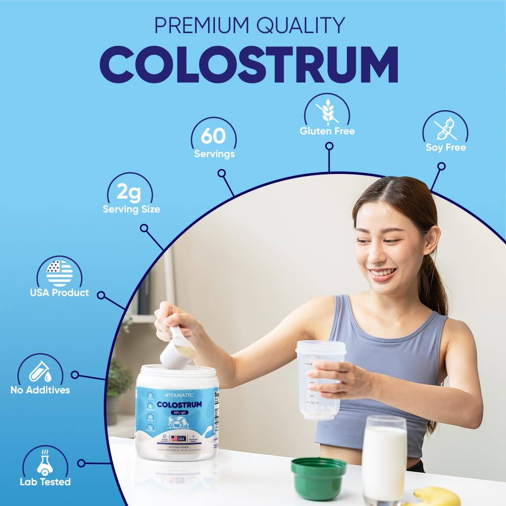 Vitamatic Bovine Colostrum Powder unflavored in a cold beverage without altering taste