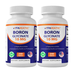 Vitamatic Boron Glycinate bottle front shows the product and wellness focus
