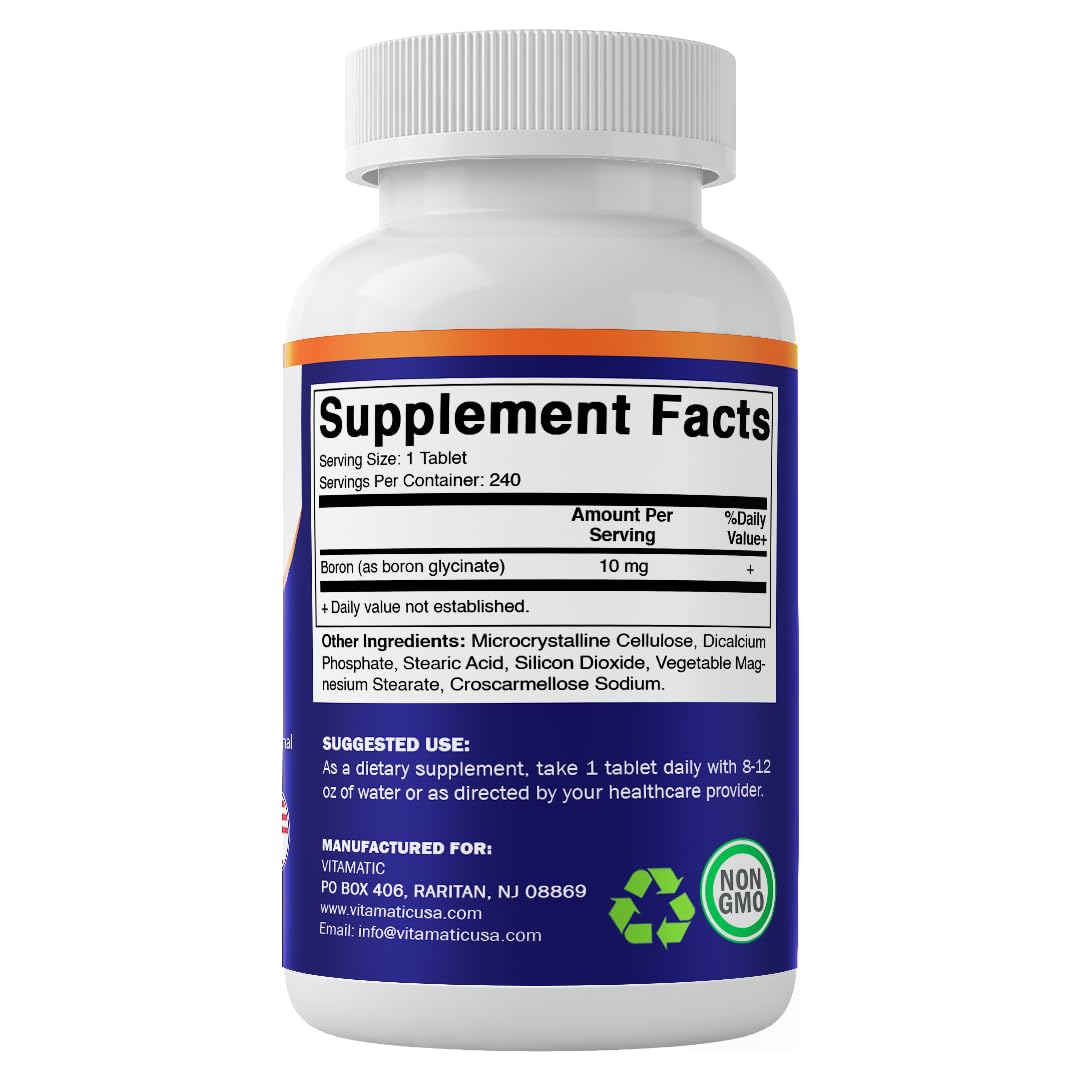 Free from artificial colors and preservatives in Vitamatic Boron Glycinate
