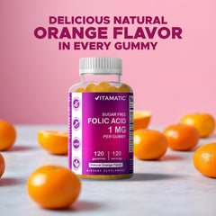 Vitamatic folic acid gummies ingredients chart highlights clean formula
