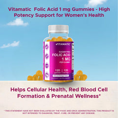 Vitamatic folic acid gummies packaging flatlay