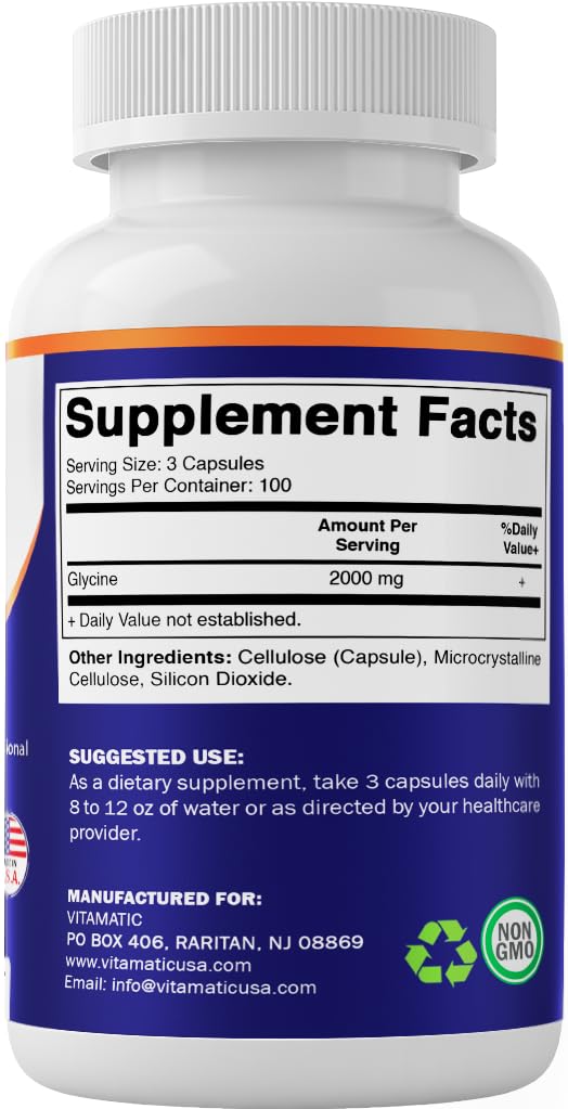 Vitamatic Glycine bottle on shelf hints at a long-term routine.