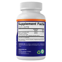 Vitamatic green tea extract bottle against plant imagery suggests natural vitality