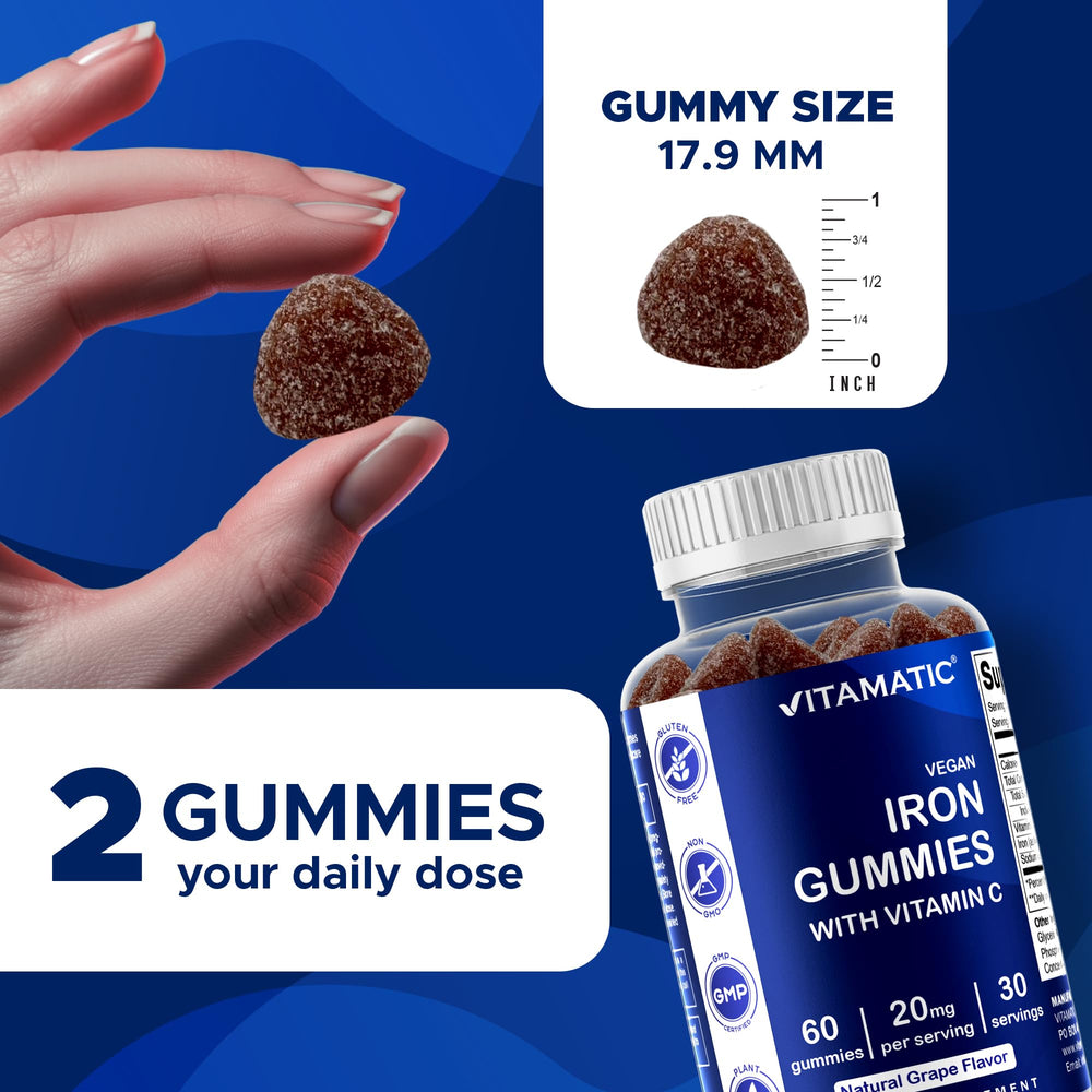 Vitamatic vegan-friendly gummies on a tray illustrating plant-based option