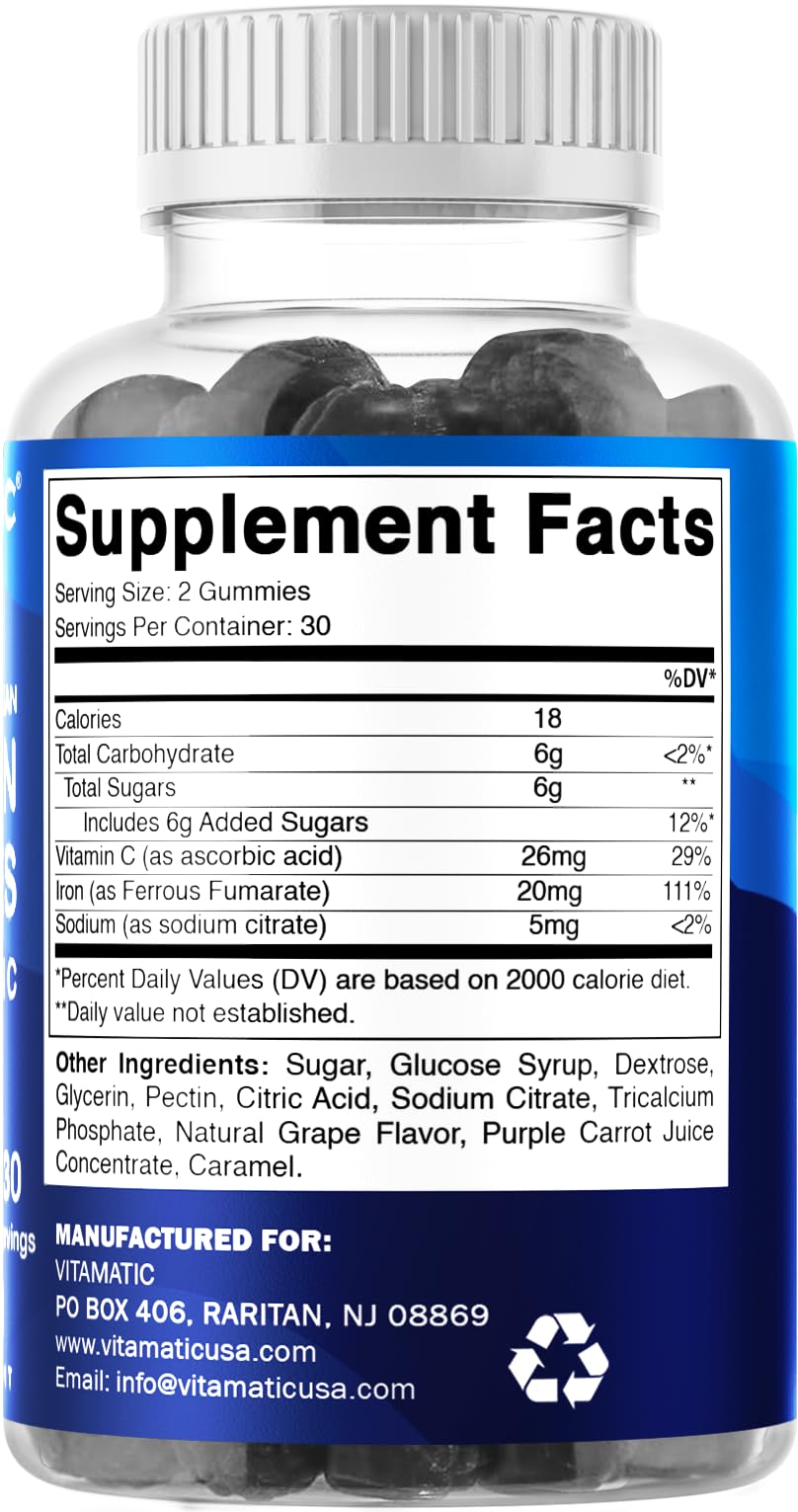 Vitamatic iron gummies on a kitchen counter for vegan routine