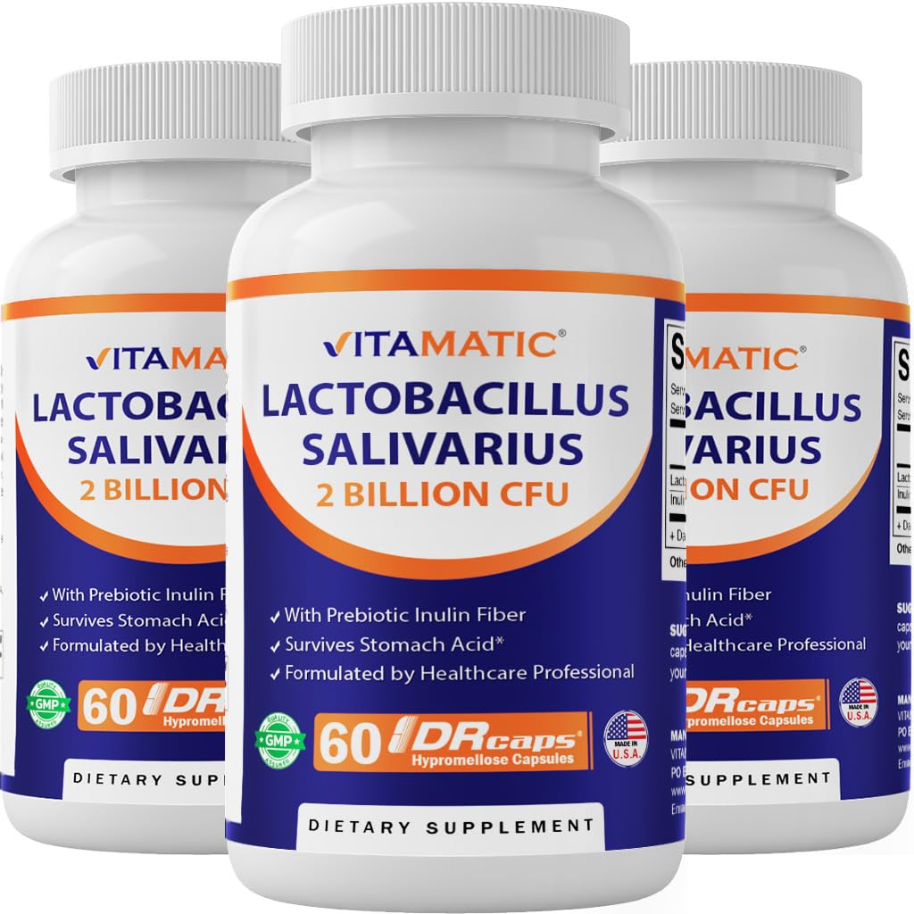 Vitamatic Lactobacillus Salivarius bottle for daily digestive support